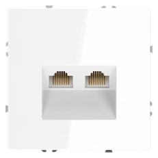 Изображение Розетка компьютерная встраиваемая VOLTUM S70 двойная RJ45+RJ45 кат.6 (белый глянцевый)